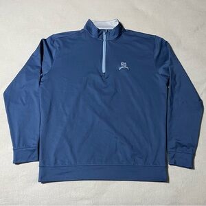 HL Sport Mens Medium Long Sleeve 1/4‎ Zip Blue Pullover Performance Logo